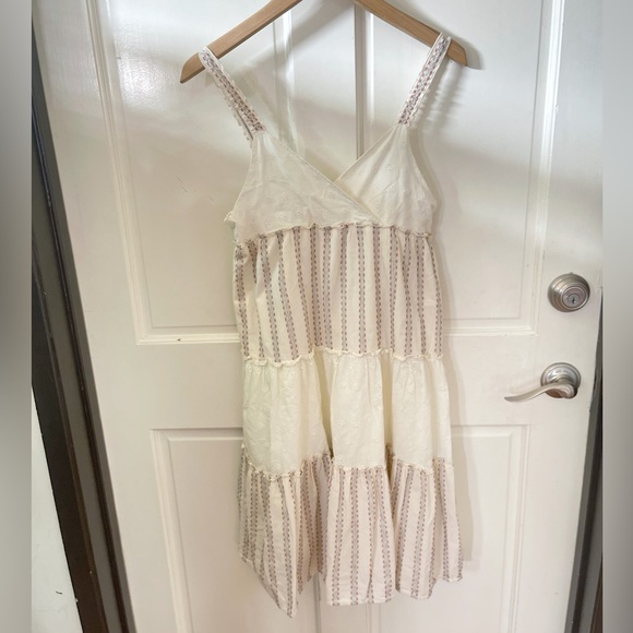 Zara Girls Tiered Frock Cotton Wide Spaghetti Straps V Neck Dress - Picture 5 of 12